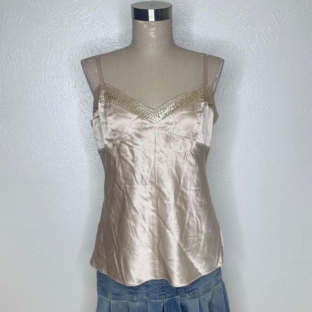 Express Women's Gold and Cream Vest
